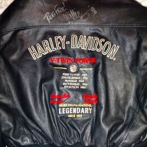 Vintage Harley Davidson V Twin Bomber Jacket -  With Autograph